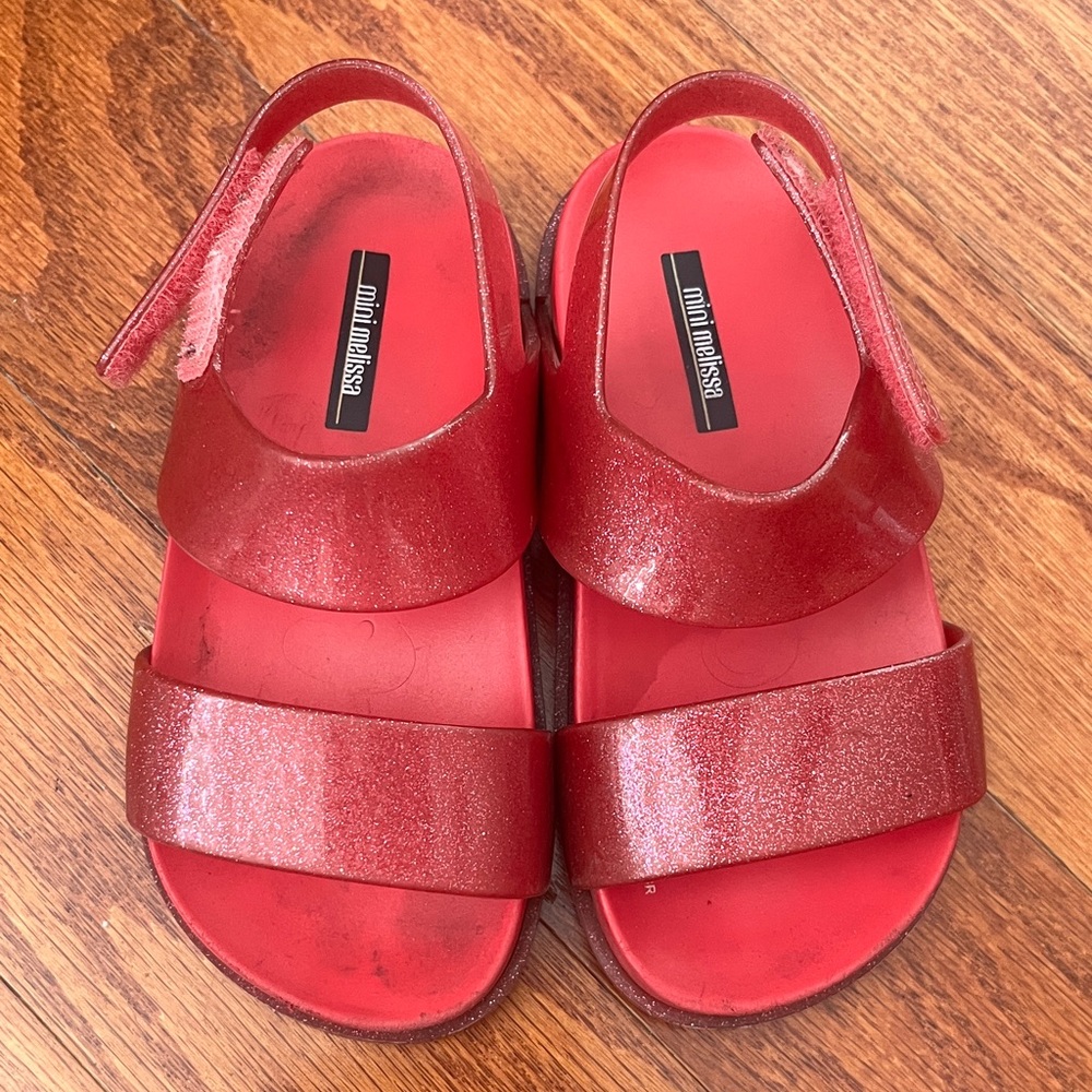 Mini Melissa Glittery Red Kids Sandals
